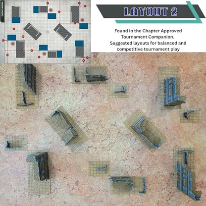 Foldable Imperial Gothic Terrain Set – 3D Printed Modular Ruins, Preassembled Scenery for 28mm Tabletop Wargames, Tournament Layout Compatible (Black)