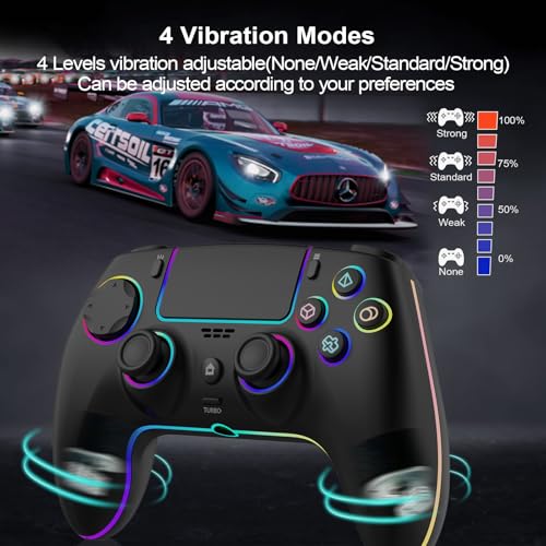 Wireless Controller for PS5 Pro/PlayStation-5/PC/Mac with Hall Effect joystick trigger/Back Paddles/Cool RGB/Motion Sensor/TURBO/3.5mm Audio Jack - Built-in Speakers Support P-S5 Console Audio