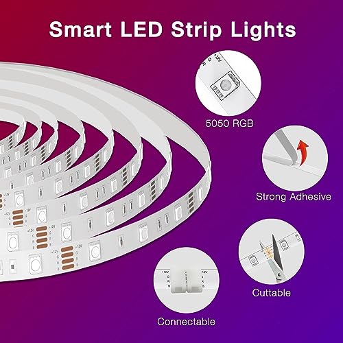 DAYBETTER 100 ft Smart WiFi Led Lights, Led Strip Lights Compatible with Alexa and Google Assistant, App Remote Control RGB Strip Lighting for Bedroom Room Decor, 50 ft *2 - size: 100FT