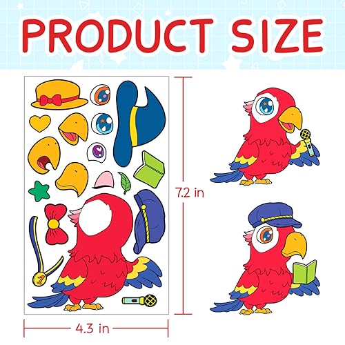 15 Sheets Make Your Own Animal Stickers for Kids Girls Boys Toddlers Face Decal Set Large Print Custom Waterproof Decals Party Favor Pack Craft Sticker Books Supplies Decoration