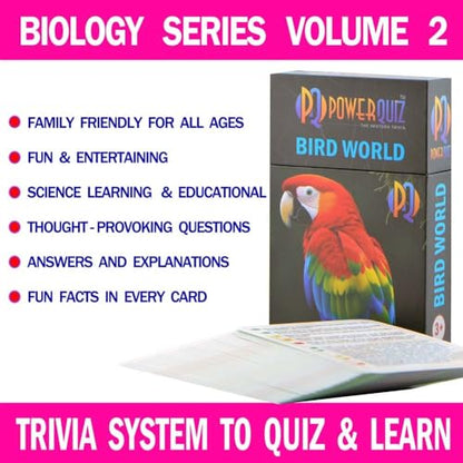 Bird World Biology Trivia Game for Kids & Adults | 200 Questions, 5 Difficulty levels Beginner to Expert, Fun facts, Explanations, Premium matte cards, Hard storage box - style: Bird World