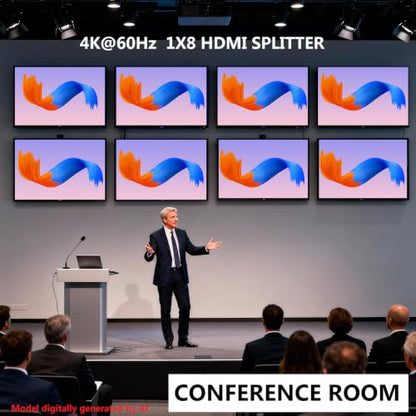 4K@60Hz 1x8 HDMI Splitter 1 in 8 Out,4:4:4,18 Gbps,8 Port Powered HDMI 2.0 Splitter Support Auto Down Scaler, 4K 1080P Sync, HDR10,3D, Only Duplication/Mirror Screens (Not Extend) for PS5/Xbox/HDTV - size: 1x8 splitter 4K@60Hz