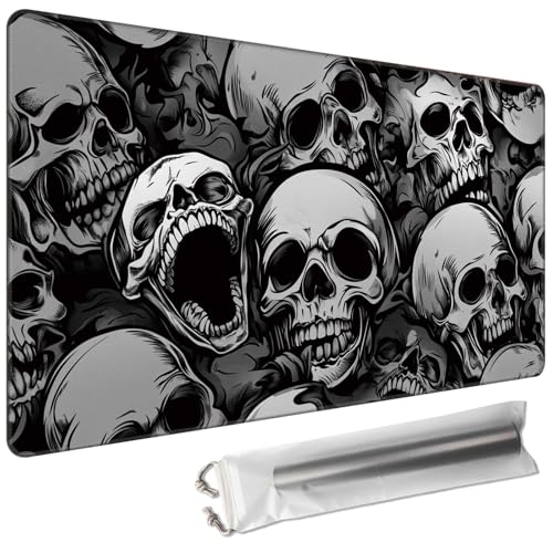 for TCG/MTG Playmat 27.5 x 15.7in Including Storage Bag | Smooth Surface & Non-Slip Rubber Backing | Stitched Edge Desk Pad & Card Game Mat, Horror Skulls - color: Horror Skulls, size: 27.5"×15.7" Regular