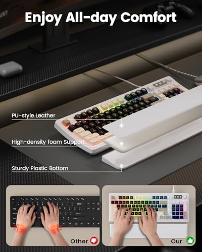 SABLUTE Gaming Keyboard and Mouse, Quiet Membrane with RGB Backlit, White | PC Gaming Keyboard with Multimedia Knob, Anti-Ghosting, Ergonomic Wrist Rest & 3200 DPI Mouse for Gamer/Office - color: White-Black