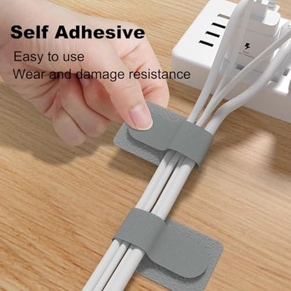 Cable Management Under Desk Cord Organizer Wire Computer Hider Clips Table Tray Straps Electrical Holder Escritorio in Wall (Gray 30PCS)