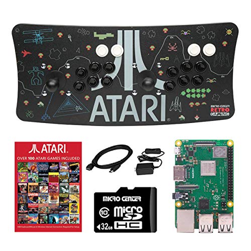 Ultimate Arcade Fightstick USB Dual Joystick 2 Player Game Controller Powered by Raspberry Pi 3B+ 1GB RAM 32GB Micro SD Card Preloaded Over 100 Classic Games
