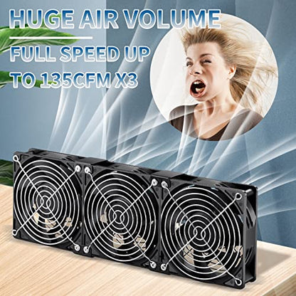 Wathai 120mm x 38mm 360mm Computer Fan with AC Plug Exhaust Fan Cooling | Dual Ball 110V 120V Variable Speed Control Big Airflow 3000RPM High Speed 3 120mm Fans Crawlspace Vent External PC Case - style: 120mm x 3