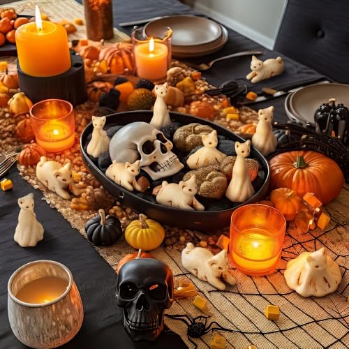Soulchen 50 Pcs Halloween Mini Resin Figures Bulk Resin Ghost Cat Figures | Ghost Cat Figurines for Hide Games, Party Bag Fillers, Craft Projects, Tiny Halloween Decorations and Gift Supplies - style: Ghost Cat