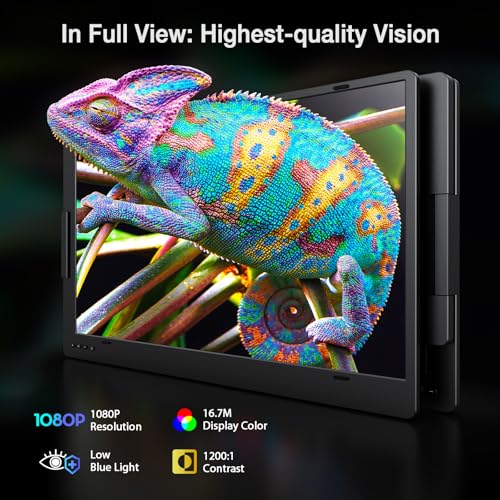 KYY 15.6" Laptop Screen Extender, 1080P FHD IPS Portable Monitor, One Cable USB-C Triple Monitor, Dual Travel Screen for 12"-17'' Laptops, 360° Rotation & Kickstand，X90D (Driver Need) - size: 15.6" Triple