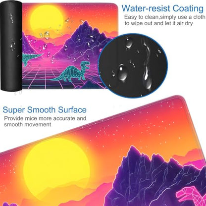 for MTG Game Playmat - 24 x 14 inches with Dices and Storage Bags, Non-Slip Base for TCG and Board Game Card Mats, Trading Card Games Mat, Neon Dinosaur, Futurism Pattern Collectible Card Playmats - color: Jv-playmat-p7-1-g196