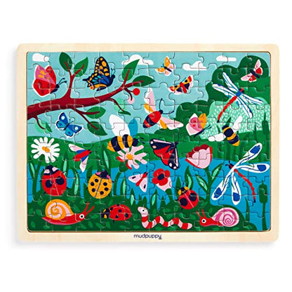 Mudpuppy Garden Life 100 Piece Wooden Puzzle for Kids, Ages 5+ | Scenic Garden Theme, Bright and Bold Illustrations, Display Stand Included, Sturdy Pieces, Wood, Room Decor - style: Garden Life