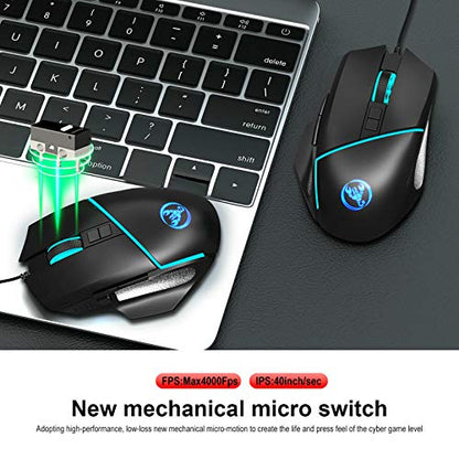 YONGX One Handed Keyboard and Mouse Gaming Combo ,35keys Wired RGB Backlit Gaming Mini Keypad Set with Wrist Rest Portable for PC/Laptop/Switch/PS4/Xbox ONE