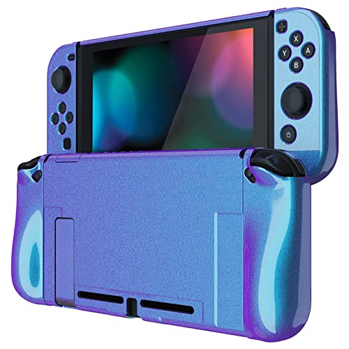 PlayVital Ergonomic Grip Case for Nintendo Switch, Upgraded Protective Hard Case Protector for Switch - Shock-absorbent Anti-Scratch Dockable Durable Cover Game Accessories, Chameleon Purple Blue - color: Chameleon Purple Blue