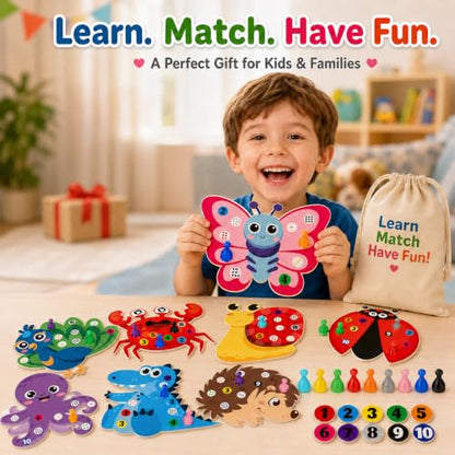 Cinrobiye Animal Counting Game for Kids, Number Matching Game 1-10 with Cute Animal Boards, Fun Educational Activity Games Set for Family Play, Party & Classroom Use