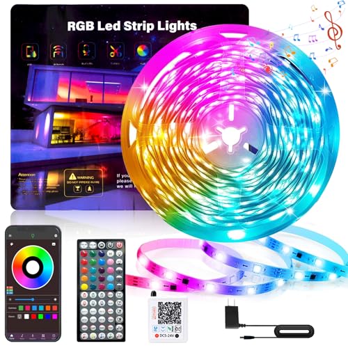 Ledagic Led Lights for Bedroom 60ft Music Sync Led Strip Lights | Color Changing Led Lights with 60 Key Remote and App Control RGB Led Light Strip for Home Party Room Decoration - size: 60 ft