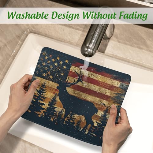 American Flag Wildlife Mouse Pad Square Mouse Mat Non-Slip Rubber Base Mousepad with Stitched Edge, Portable MousePads for Desk Computers Laptop Office, 9.5x8 Inches - color: American Flag Wildlife