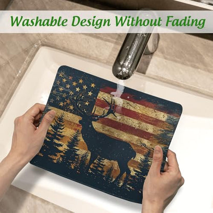 American Flag Wildlife Mouse Pad Square Mouse Mat Non-Slip Rubber Base Mousepad with Stitched Edge, Portable MousePads for Desk Computers Laptop Office, 9.5x8 Inches - color: American Flag Wildlife