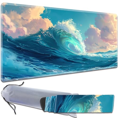 for MTG Playmat Non-Slip Rubber Play Mat with Storage Bag Combination, Ideal for Card Game Lovers TCG Play Mat, Sea Roll - color: Sea Roll