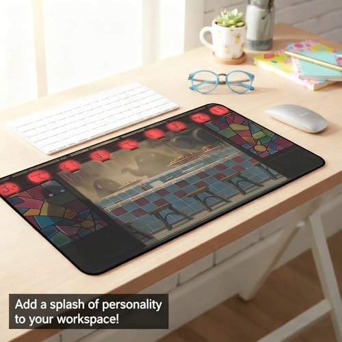 Japanese Anime Desk Pad, Black Ghost Game Mouse Pad, Long Keyboard Mat, Computer Pad, Wireless Mouse Mat, Non-Slip Desk Mat with Stitched Edges, Retro Home Office Desktop Decor 31.5"X15.7" - color: Black