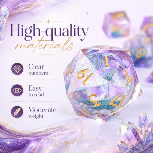Metal Dice Set for DND - 7pcs with Gift Box, Perfect D&D Gift (Blue-Purple) | Elegant gift box included, making it the ultimate present for roleplaying tabletop gamers and D&D enthusiasts - color: Blue-purple