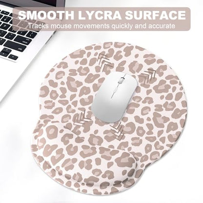 Ergonomic Mouse Pad with Wrist Rest and Keyboard Wrist Rest, Mousepad and Wrist Rest for Computer Keyboard, Pain Relief, Non-Slip Rubber Base, Mouse Pad with Wrist Support for Gaming, Leopard - color: Leopard