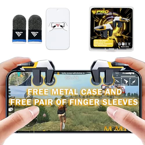 Progameplays Phone Triggers Gaming 4 – L1 L2 R1 R2 Mobile Controller for PUBG Mobile, COD 4 - Finger Triggers for Fast Aim & Shooting – No Lag Shooter Accessory for iPhone & Android Smartphones (PRO-T2)