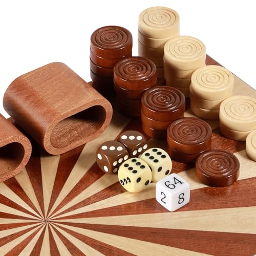 Handcrafted Wooden Backgammon Set - 16" Large Board Game with Oversized Pieces - Classic 2-Player Strategy Game Perfect for Adults & Kids - style: Stripe 39x40CM