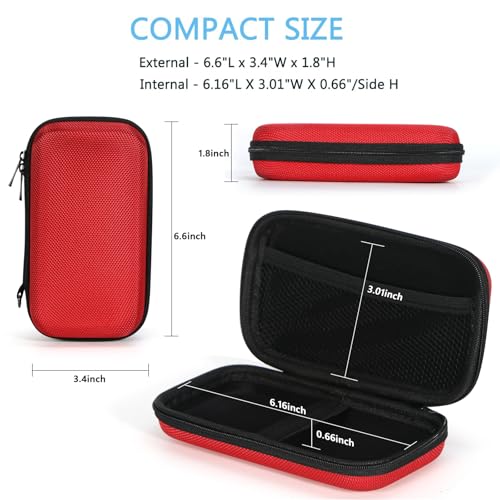 Hard Protective Travel Case, Shockproof EVA Electronic Organizer | Fits Anker, Jackery, RAVPower Power Bank, Cell Phones, GPS, Cables, Car Accessories, Travel Gadgets,Red - color: Red