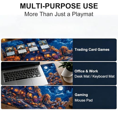 for MTG Playmat, Custom Trading Card Game Mat 35.4 x 19.7 in | Autumnal Pumpkin Grove Premium Non-Slip Rubber Base, Water-Resistant & Stitched Edges, Personalized High-Definition Art - color: Autumnal Pumpkin Grove, size: 35" x 20" Regular