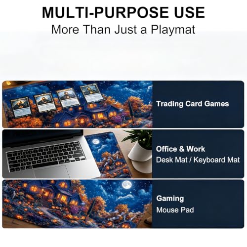 for MTG Playmat, Custom Trading Card Game Mat 23.6 x 13.7 in | Autumnal Pumpkin Grove Premium Non-Slip Rubber Base, Water-Resistant & Stitched Edges, Personalized High-Definition Art - color: Autumnal Pumpkin Grove, size: 24" x 14" Regular