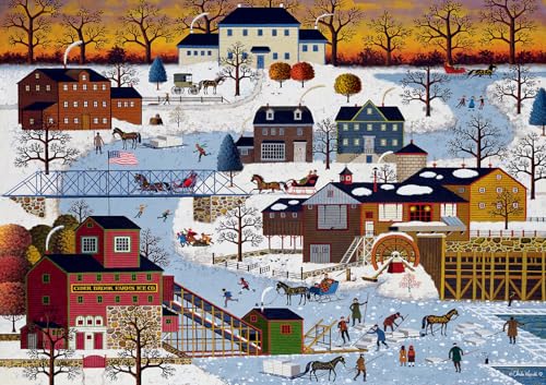Buffalo Games - Charles Wysocki - Cider Brook Farm - 300 Large Piece Puzzle | Art by Charles Wysocki, Made in USA, Easy-Grip Pieces, Recycled Board, Size: 22 x 15 in, With Poster, Frameable Art, Giftable