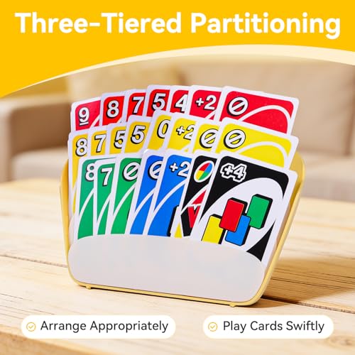 4pcs-Card Holder For Playing Cards, Large And Portable Playing Card Holder, Can Hold 40 Playing Cards In 3 Layers,Suitable For Family Gatherings, Elderly People, Etc.(2pcs Yellow And 2pcs Red)