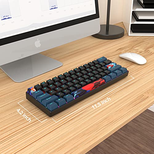 Portable 60% Mechanical Gaming Keyboard Blue/Black, Rainbow Backlit Wired Key Board with Red Switch, Compact 61 Keys Mini Office Keyboards for Laptop PC (61 Monster B/Red Switch) - color: 61 Monster B/Red Switch