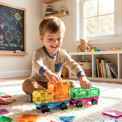 Bmag 2PCS Magnetic Car Set,Construction Vehicle Building Tiles,Magnet Toys Compatible with Magnetic Tiles,STEM Educational Toys for Boys and Girls - size: 2