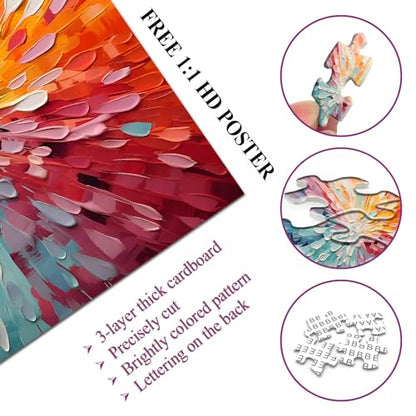 Impossible Puzzles 1000 Piece, Colorful Hard Difficult Puzzle for Adults, Gradient Rainbow Challenging Jigsaw Art Painting - style: Color Explosion