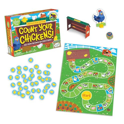 Peaceable Kingdom Count Your Chickens Award Winning Cooperative Counting Game for 2 to 4 Kids Ages 3+ - Premium Play Edition