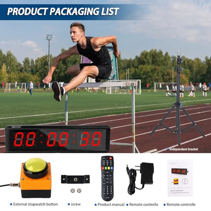 Fitness Timer with Stopwatch Button, Suitable for School/exam/Home Exercise/Gym/Gym SMAHEAT Electronic Fitness Timer (4.0 inch six bit All red PC Transmission Model) - color: 4.0 Inch Six Bit All Red Pc Transmission Model