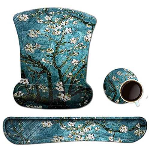 ToLuLu Keyboard Wrist Rest Pad Ergonomic Mouse Pad Set, Gel Mousepad for PC | Wrist Support Mouse Pad for Computer , Keyboard Wrist Support w/ Memory Foam for Easy Typing Pain Relief, Van Gogh Painting - color: Van Gogh Painting