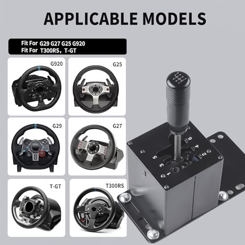 CNRAQR PC USB Simulator Shifter 6+R H Gear Shifter with Desk/Chair Mount Bracket Plate for Gear shift PC Windows Steering Compatible with LO GITECH G29/G27/G25/G920, T300RS/GT Wheel - color: 6R+Plate