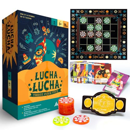 Whales Entertainment| Lucha Lucha 345| Strategy Board Games for Adults, Family and Kids Aged 6 +| Fun Wrestling-Themed Game for 2 Players | Classic Board Game Gifts for Adults,Teens and Kids