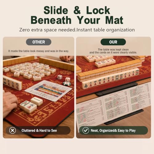 Mahjong Card Holder for Table, Under Mat Slide in Stand Angled Viewing Rack Foldable 3D Printed Space Saving Accessory for American Mahjong Mat (05) - color: A - 05