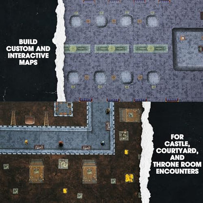 Dungeon Craft Castles & Keeps Terrain Set for DND & RPG Game - Adventure Games with 1000+ Double-Sided Dry/Wet Erase Tiles - Modular Castle Map Pieces for Tabletop Games & Battle Maps - style: Castles & Keeps