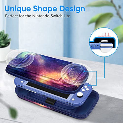 FINTIE Shockproof Carrying Case for Nintendo Switch Lite 2019 | Hard Shell Protective Cover, Portable Travel Storage Bag, Game Card / Micro SD Card Slots, Inner Pocket, Galaxy - color: galaxy