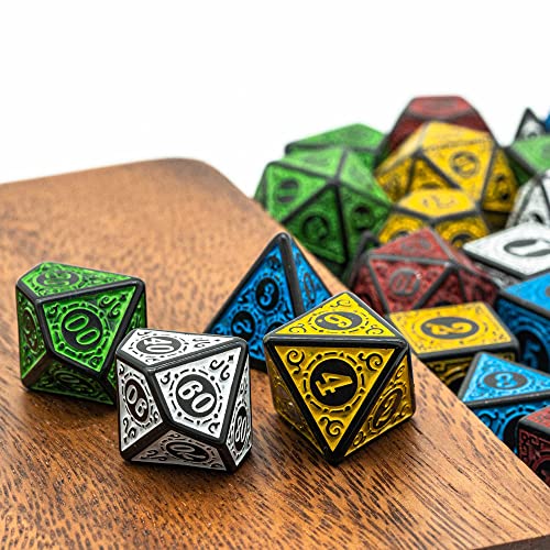 5 Sets Dice DND, Polyhedral Dice Set (35pcs) with Leather Dice Bag, D&D Dice Set for Dungeons and Dragons, RPG Table Games (Window Lattice Carved Series) - color: 5sets-window Lattice