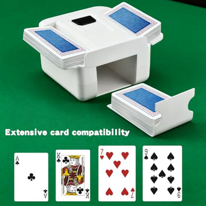 Automatic Card Shuffler, Rechargeable & Portable 1-2 Deck Electric Shuffler for Playing Uno, Phase 10, Blackjack, Casino Poker Games with Card Holder