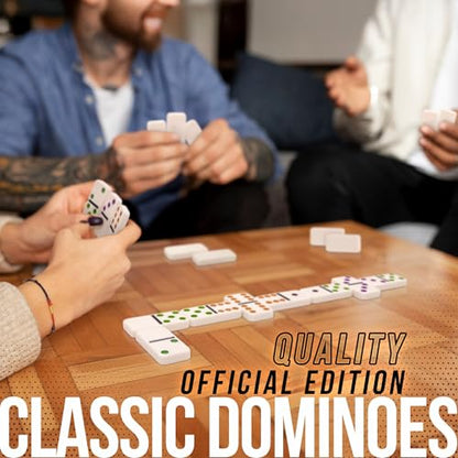 University Games, Chicken Foot Double 9 Color Dot Professional Size Dominoes, Classic Family Domino Game, 1 to 8 Players, Ages 6 and Up