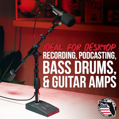 Gator Frameworks Deluxe Weighted Base Boom Mic Stand (GFW-MIC-0822) | Telescoping Boom Arm Rectangular Weighted Base & 2.5 lb. Counterweight for stable extended positioning - style: Deluxe Weighted Base