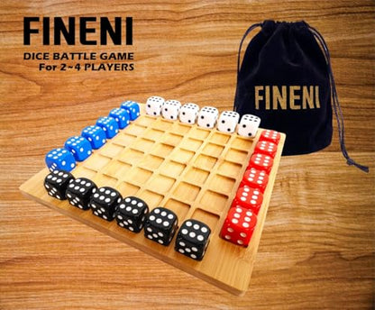 Dice Battle, 2~4 Player Board Games, 4 Player Durable Wooden Coffee Table Games for Adults, Best Bar Dice Games, Indoor Tabletop Game & 4 Players Wood Table Top Dice Game (Single(2~4)/Log) - color: Single(2~4)/Log