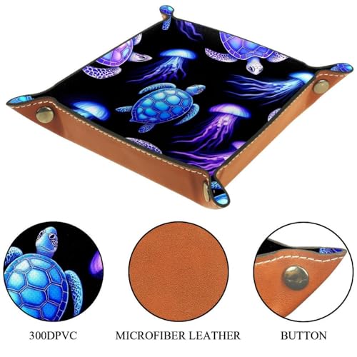 Dice Trays Turtles Jellyfishes Holder Storage Box for Dice Games Like RPG DND, Leather Dice Holder Portable Folding Rolling Dice Tray, 16x16cm - color: Multi 8