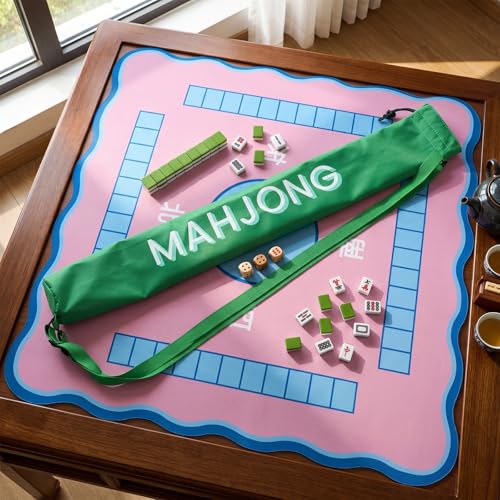 35 Inch Long Mahjong Mat Bag Waterproof Mahjong Mat Storage Carrying Bag Double Strapped Polyester Drawstring Lightweight Holder for Board Games Storage-mat Not Included(Green) - color: Green
